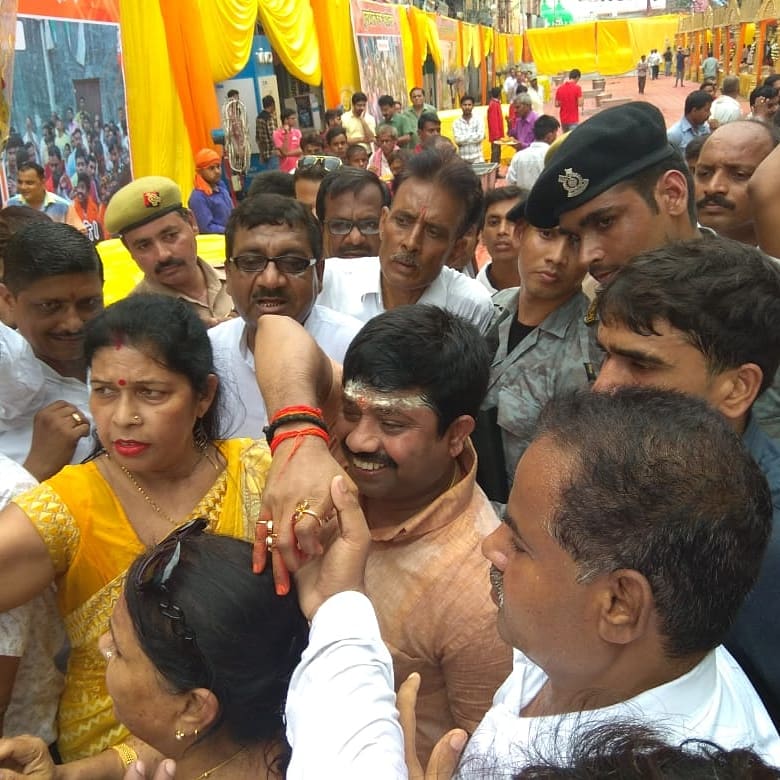 State administration and other ministers attended the event, organised in Uttar Pradesh's Allahabad city yesterday. UP Minister Nand Gopal Gupta,Nand Gopal Gupta,Uttar Pradesh Minister,Nand Gopal Gupta performs pooja