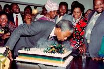 Nelson MandelaSouth African anti-apartheid leader and African National Congress (ANC) member Nelson Mandela blows candles on his 72nd birthday cake, the first he has celebrated as a free man since 1960, on July 18, 1990 in his Soweto home as his then-wife anti-apartheid campaigner Winnie (c), family and friends look on.