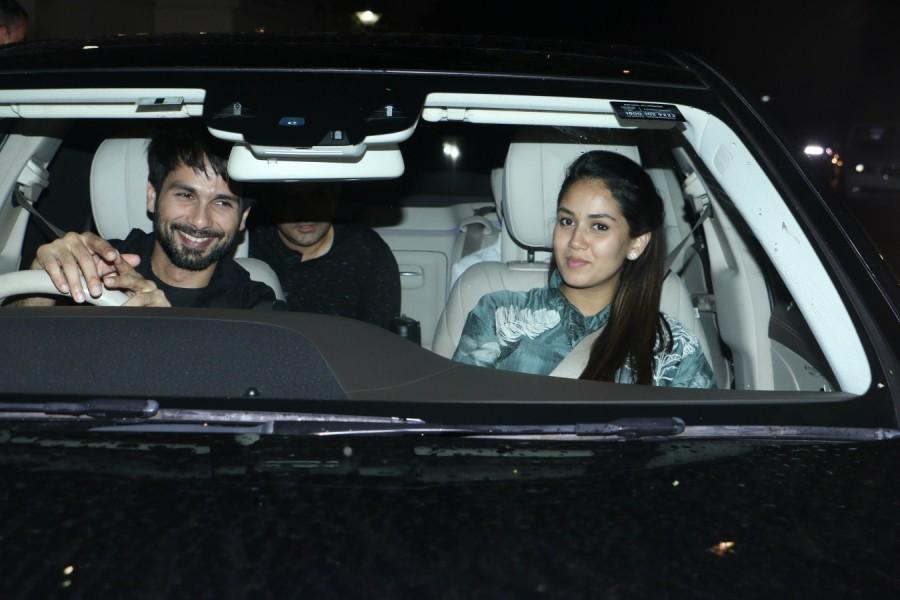 Shahid Kapoor and Mira Rajput arrive at Dhadak special screening at Yash Raj Studio in Mumbai. Rekha,Madhuri Dixit,Shahid Kapoor,Sonakshi Sinha,Ishaan Khatter and Janhvi Kapoor,Ishaan Khatter,Janhvi Kapoor,Dhadak screening,Dhadak,Dhadak special screening,Dhadak special screening pics,Dhadak special screening images,Dhadak special screening stills