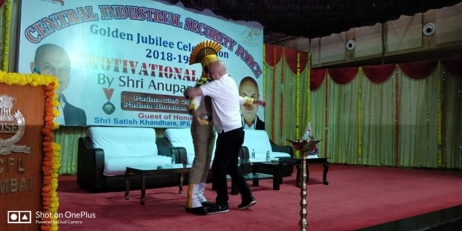 Anupam Kher hugs army officer during CISF Golden Jubilee Year Anupam Kher,actress Anupam Kher,CISF golden jubilee celebration,Anupam Kher at CISF golden jubilee celebration,CISF golden jubilee celebration pics,CISF golden jubilee celebration images,CISF golden jubilee celebration stills