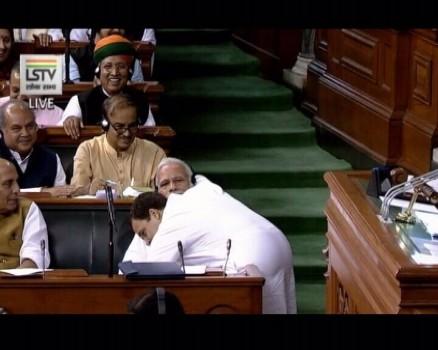 Rahul Gandhi hugs Modi