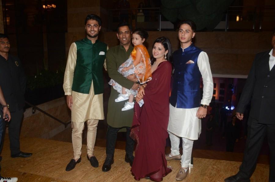MS Dhoni with his wife Sakshi and daughter Ziva MS Dhoni,Zaheer Khan,Yuvraj Singh,Nushrat Bharucha,Sophie Choudry,Sagarika Ghatge,Praful Patel's daughter Poorna’s sangeet ceremony,Poorna’s sangeet ceremony,Poorna’s sangeet ceremony pics,Poorna’s sangeet ceremony images,Poorna’s sangeet ceremony st