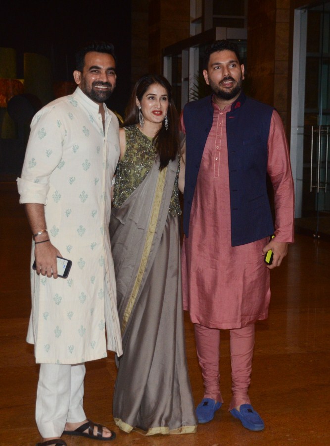 Zaheer Khan, Sagarika Ghatge and Yuvraj Singh MS Dhoni,Zaheer Khan,Yuvraj Singh,Nushrat Bharucha,Sophie Choudry,Sagarika Ghatge,Praful Patel's daughter Poorna’s sangeet ceremony,Poorna’s sangeet ceremony,Poorna’s sangeet ceremony pics,Poorna’s sangeet ceremony images,Poorna’s sangeet ceremony st