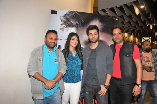 Anil Sharma with Ishita Chauhan and Utkarsh Sharma during the Trailer Launch of the film GENIUS