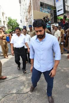 Suriya and his dad Sivakumar in Cauvery Hospital to meet DMK chief Kalaingar Karunanidhi.