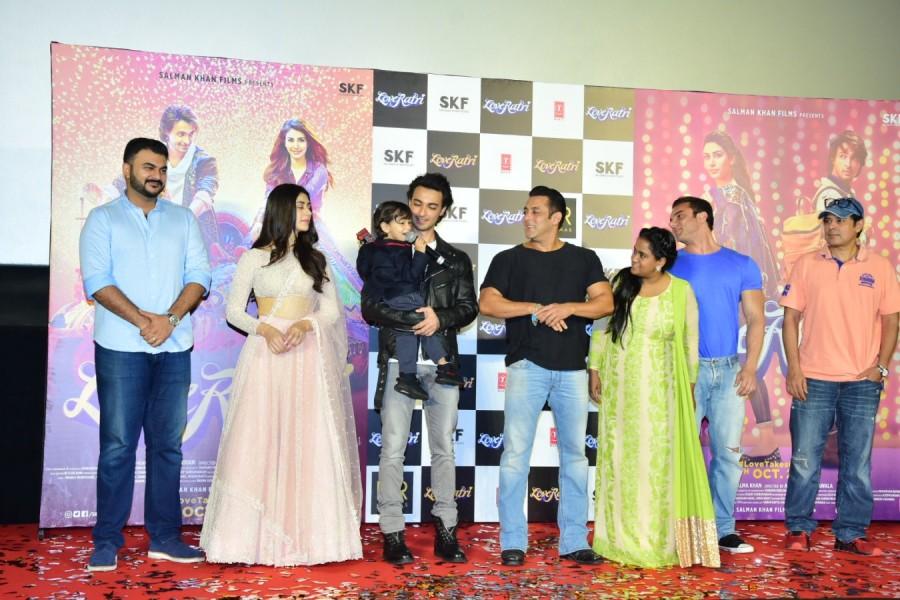 Celebs at Loveratri trailer launch Loveratri trailer launch,Loveratri launch,Salman Khan,Aayush Sharma,Warina Hussain,Loveratri trailer launch pics,Loveratri trailer launch images,Loveratri trailer launch stills,Loveratri trailer launch pictures,Loveratri trailer launch photos