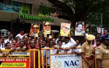 DMK supporters outside Kauvery Hospital