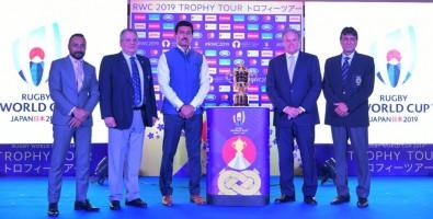Rajyavardhan Rathore,Rajyavardhan Singh Rathore,Rugby World Cup 2019,Rugby World Cup,Rugby World Cup trophy,Rugby World Cup in India