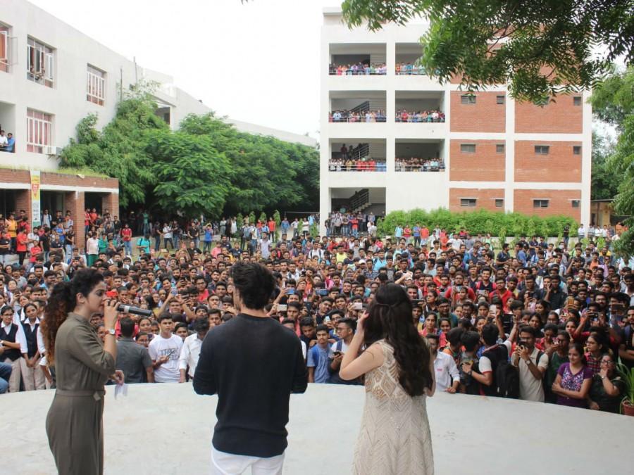 Aayush Sharma and Warina Hussain visit ITM college Aayush Sharma and Warina Hussain,Aayush Sharma,Warina Hussain,Loveratri stars,Loveratri,Loveratri promotion,Loveratri movie promotion,Loveratri promotion at ITM college,ITM college