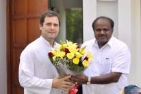 HD Kumaraswamy meets Rahul Gandhi in Delhi