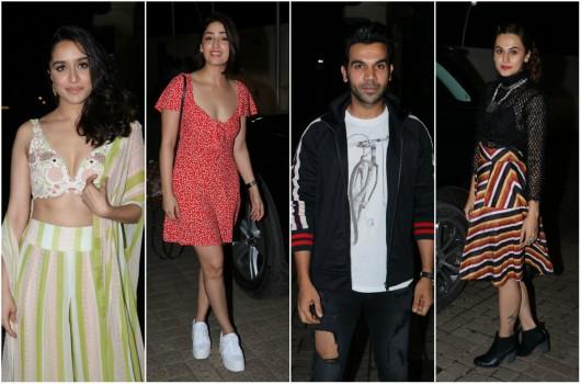 Shraddha Kapoor, Taapsee Pannu, Rajkummar Rao, Yami Gautam at Stree special screening