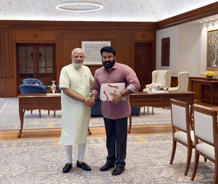 Mohanlal meets PM Narendra Modi on Janmashtami Mohanlal,Mohanlal and Narendra Modi,Narendra Modi,Janmashtami,krishna janmashtami