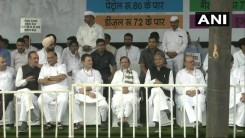 Sharad Pawar, Congress President Rahul Gandhi and Sharad Yadav at Bharat Bandh