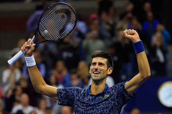 Novak Djokovic of Serbia celebrates after winning his Men's Singles final Novak Djokovic beats Juan Martin del Potro,Novak Djokovic,Juan Martin del Potro,Djokovic wins third US Open men's singles title,Djokovic wins third US Open title,Novak Djokovic pics,Novak Djokovic images,Novak Djokovic stills,Novak Djokovic pictures
