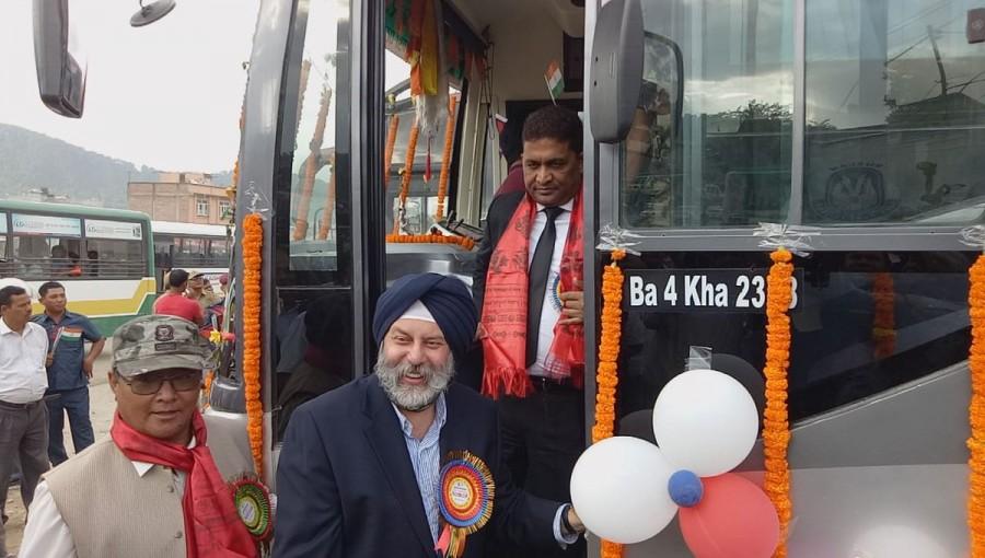 Bus service connecting Kathmandu-Bodhgaya flagged off Kathmandu-Bodhgaya,Kathmandu-Bodhgaya bus service,KP Sharma Oli,CM KP Sharma Oli,Prime Minister KP Sharma Oli,Kathmandu to Bodhgaya,Kathmandu to Bodhgaya bus