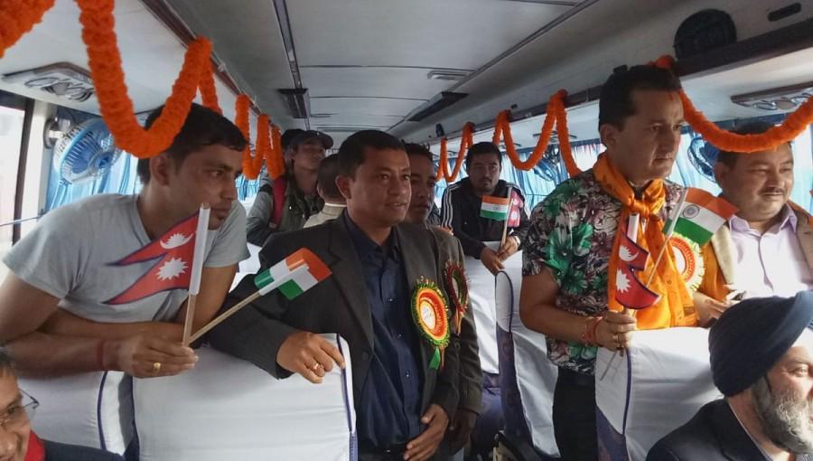 Bus service connecting Kathmandu-Bodhgaya flagged off Kathmandu-Bodhgaya,Kathmandu-Bodhgaya bus service,KP Sharma Oli,CM KP Sharma Oli,Prime Minister KP Sharma Oli,Kathmandu to Bodhgaya,Kathmandu to Bodhgaya bus