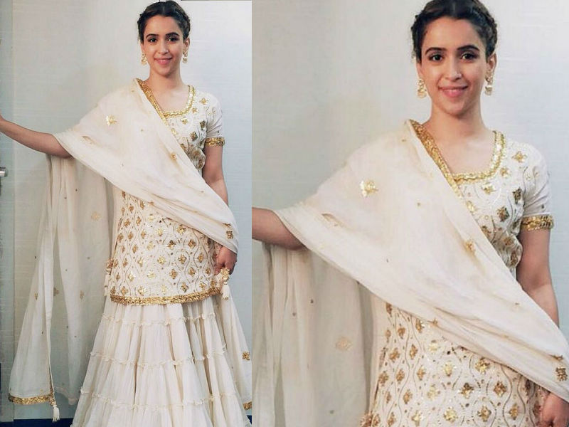 Sanya in white and golden embroidered lehenga Sanya Malhotra,dangal actress Sanya Malhotra,Sanya Malhotra fashion,Sanya Malhotra Pataakha,Sanya Malhotra pics,Sanya Malhotra images,Sanya Malhotra stills,Sanya Malhotra pictures,Sanya Malhotra photos