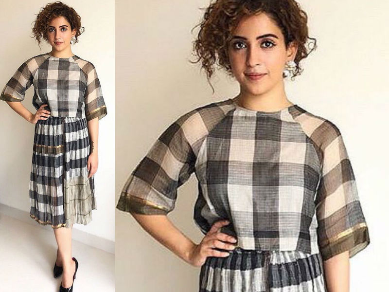 Sanya donned a monochromatic dress teamed with black stilettos Sanya Malhotra,dangal actress Sanya Malhotra,Sanya Malhotra fashion,Sanya Malhotra Pataakha,Sanya Malhotra pics,Sanya Malhotra images,Sanya Malhotra stills,Sanya Malhotra pictures,Sanya Malhotra photos